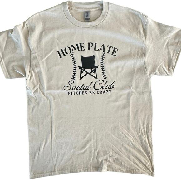 Home Plate Baseball Social Club Medium Women’s Sand T-Shirt Short Sleeve - Picture 2 of 7